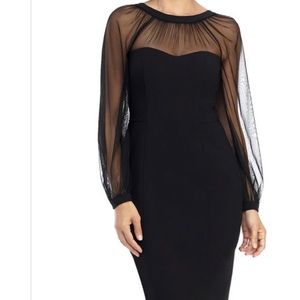 Sheer top black midi dress